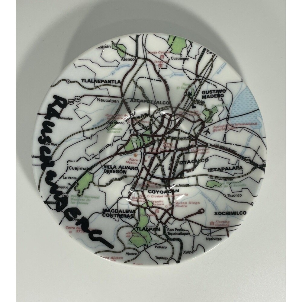 1998 illy Collection Espresso Mustang Saucer Only Rauschenberg Map Vtg